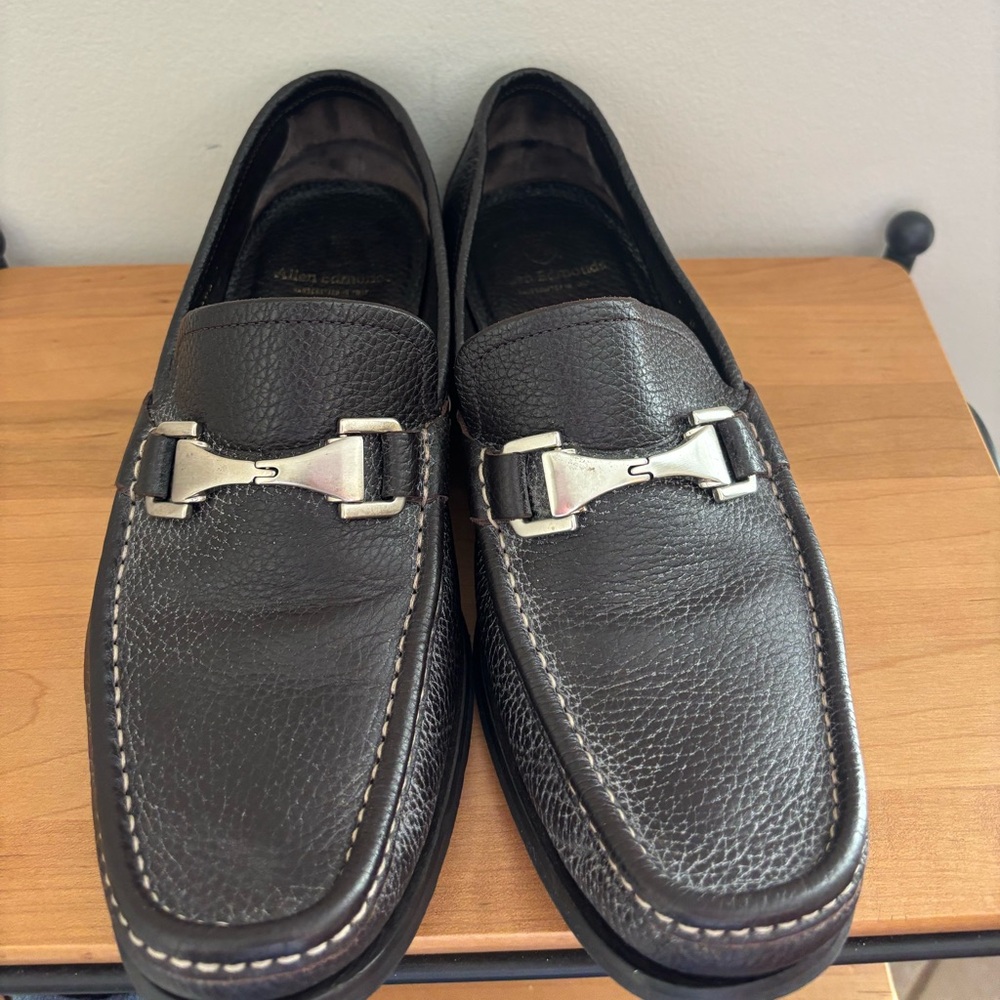 Allen Edmonds Black Leather Bit Loafers with Silver Hardware Sz 8.5 - Picture 3 of 6